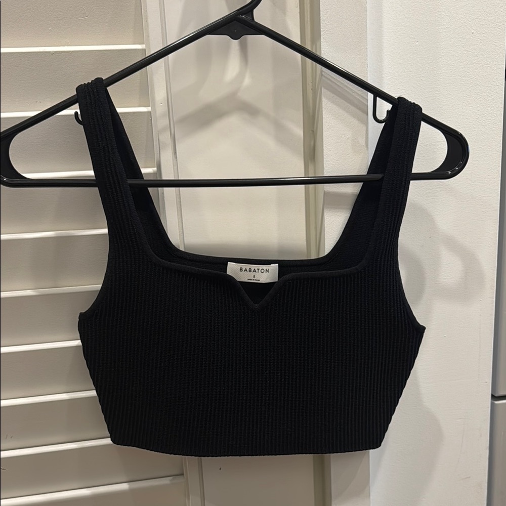 Babaton Black Sculptknit Crop Tank Top